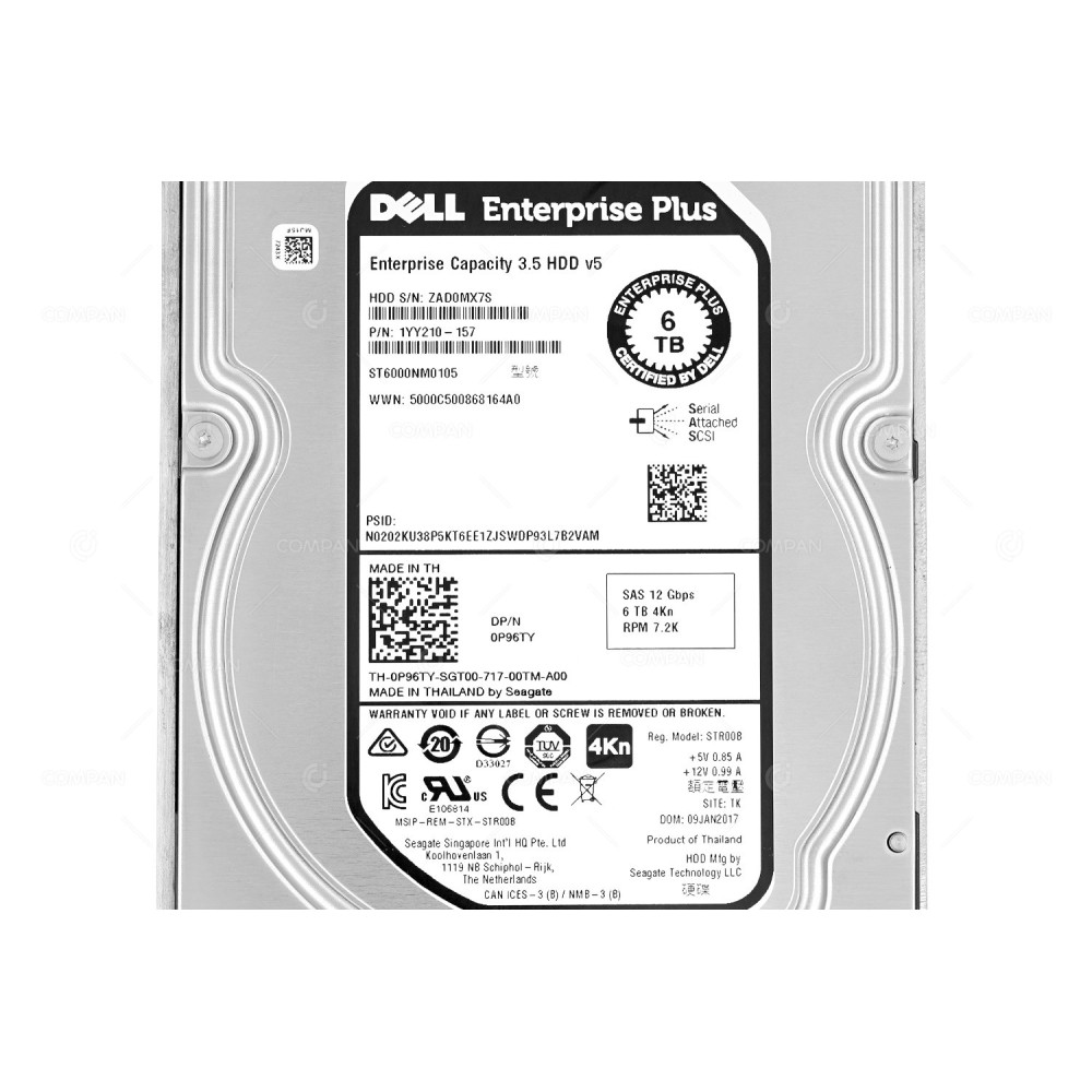 P96TY EQL DELL HDD 6TB 7.2K SAS 12G 3.5" LFF FOR DELL EQUALLOGIC